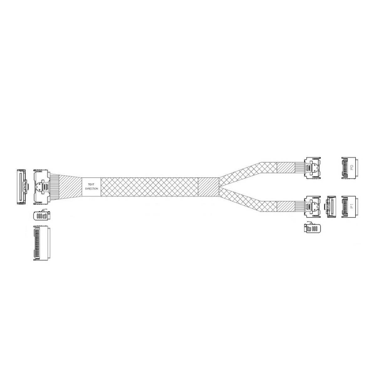 Серверные кабели, шлейфы Кабель-переходник SuperMicro CBL-MCIO-1235M5FY, MCIOx8 (STR) - 2xMCIO x4 STR, черный/серый (CBL-MCIO-1235M5FY)