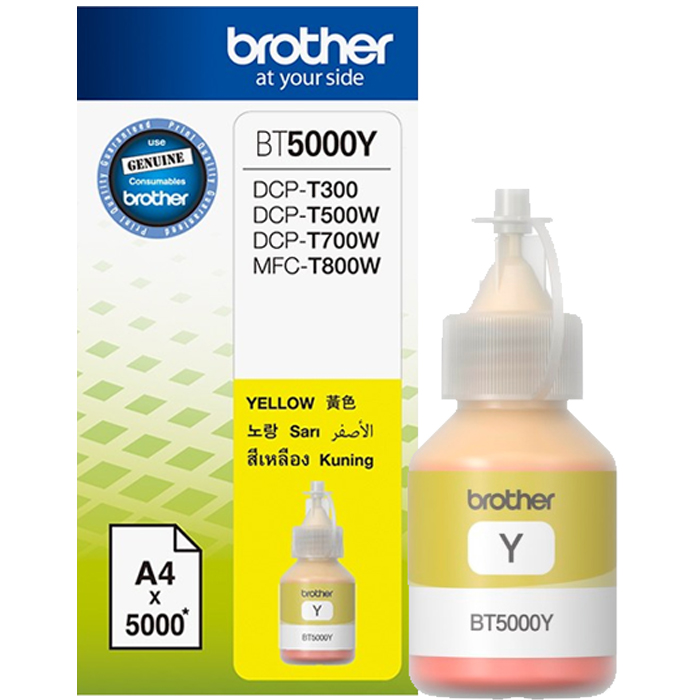 Чернила Brother BT-5000Y, 48.8 мл, желтый, оригинальные для Brother DCP-T300 / DCP-T500W / DCP-T700W