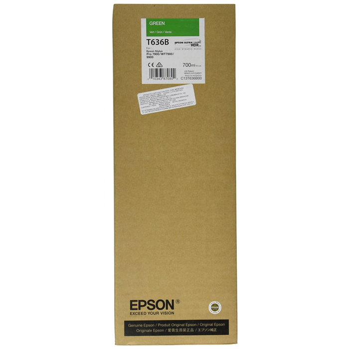 Картридж струйный Epson T636B (C13T636B00), зеленый, оригинальный, объем 700мл, для Epson Stylus Pro 9900 / 7900 / WT7900 Design Edition / WT7899