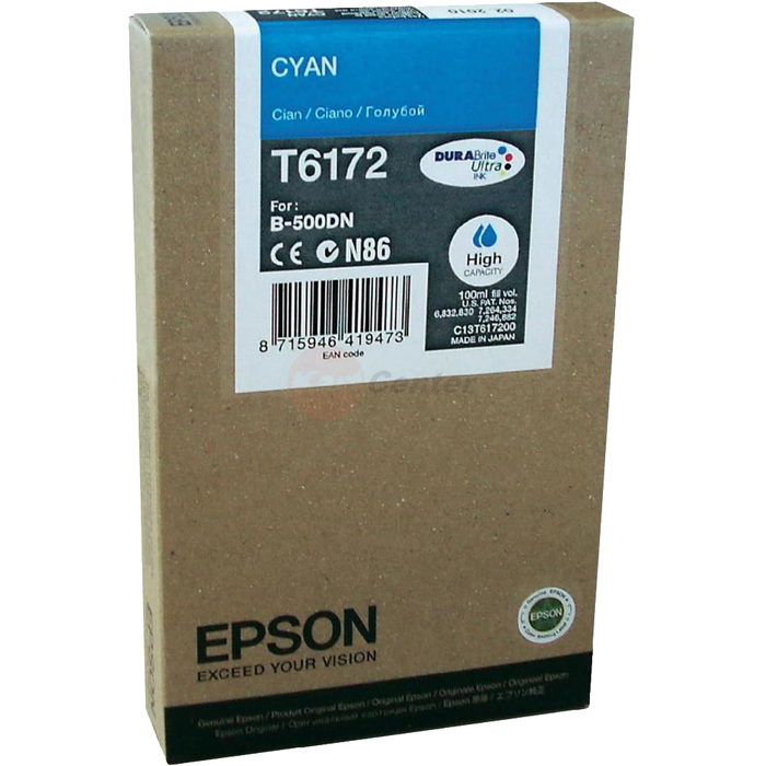  Картридж струйный Epson T6172 (C13T617200), голубой, оригинальный, объем 100мл, для Epson B-500DN / B-510DN