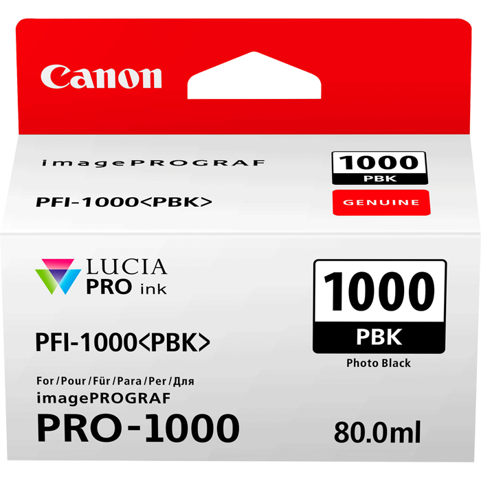 Картридж струйный Canon PFI-1000 PBK (0546C001), фото-черный, оригинальный, объем 80мл, для Canon imagePROGRAF PRO-1000