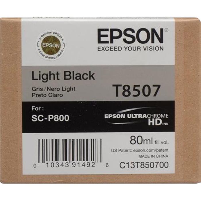 Картридж струйный Epson T8507 (C13T850700), серый, оригинальный, объем 80 мл для Epson Epson SureColor SC-P800
