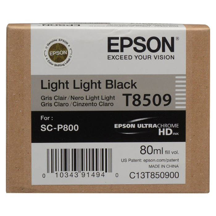 Картридж струйный Epson T8509 (C13T850900), светло-серый, оригинальный, объем 80мл, для Epson SureColor SC-P800