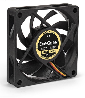 Вентилятор ExeGate ExtraPower EP07015S3P, 70 мм, 3000rpm, 27 дБ, 3-pin, 1шт, черный (EX297039RUS)