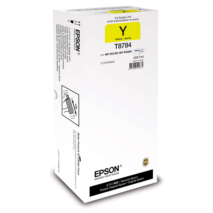  Картридж струйный Epson T8784 XXL (C13T878440), желтый, оригинальный, ресурс 50000 страниц, для Epson WorkForce Pro WF-R5190DTW / WF-R5690DTWF