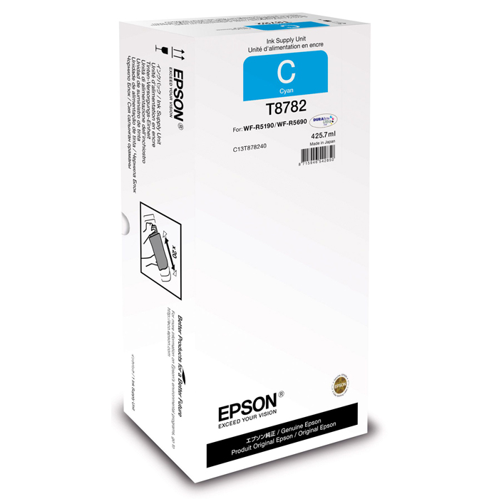  Картридж струйный Epson T8782 XXL (C13T878240), голубой, оригинальный, ресурс 50000 страниц, для Epson WorkForce Pro WF-R5190DTW / WF-R5690DTWF