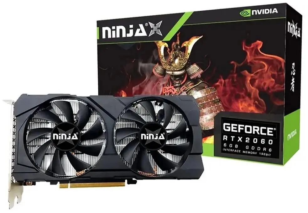 Видеокарта Ninja NVIDIA GeForce RTX 2060 NF206FG66F, 6Gb DDR6, 192 бит, PCI-E, DVI, HDMI, DP, Retail (NF206FG66F)