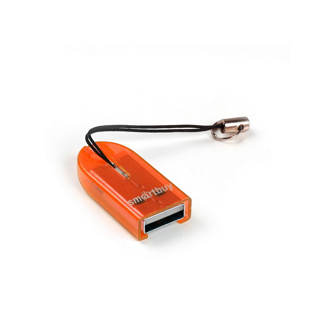 Считыватели карт памяти Картридер внешний Smartbuy SBR-710-O, microSD, USB 2.0, оранжевый