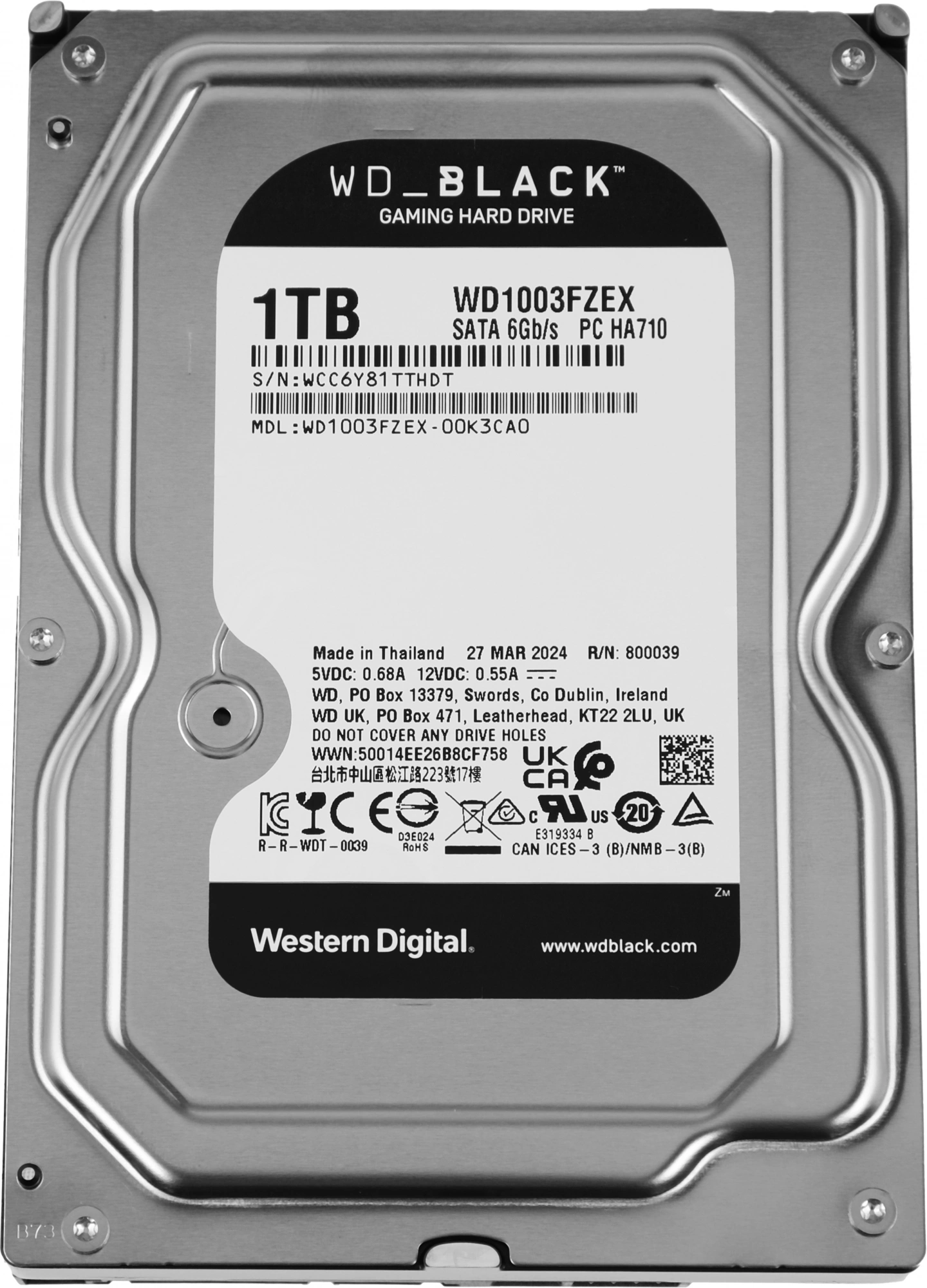 Жесткий диск (HDD) Western Digital 1Tb Black, 3.5, 7200rpm, 64Mb, SATA3 (WD1003FZEX)