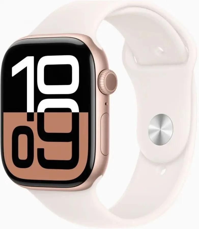 Смарт-часы Apple Watch Series 10 A2999, 46мм, 1.96 OLED, белый/розовый (MWX23LW/A)