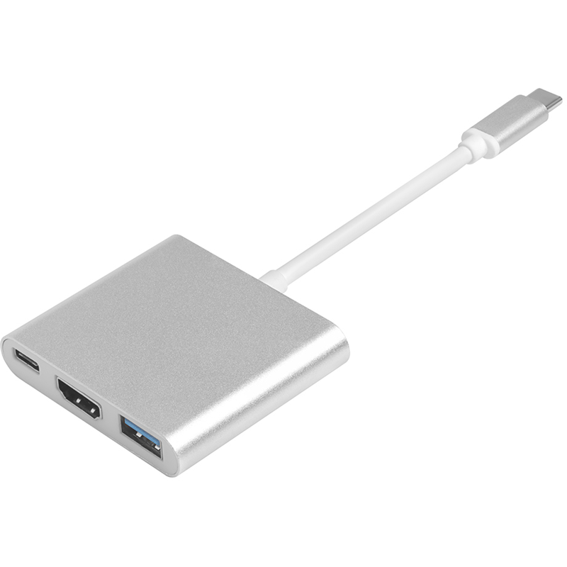  Кабель-переходник (адаптер) USB 2.0 Type-C(M)-USB Type C-(m)+USB 3.0 (Af)+HDMI(19F), белый GCR GCR-AP24 (GCR-AP24)