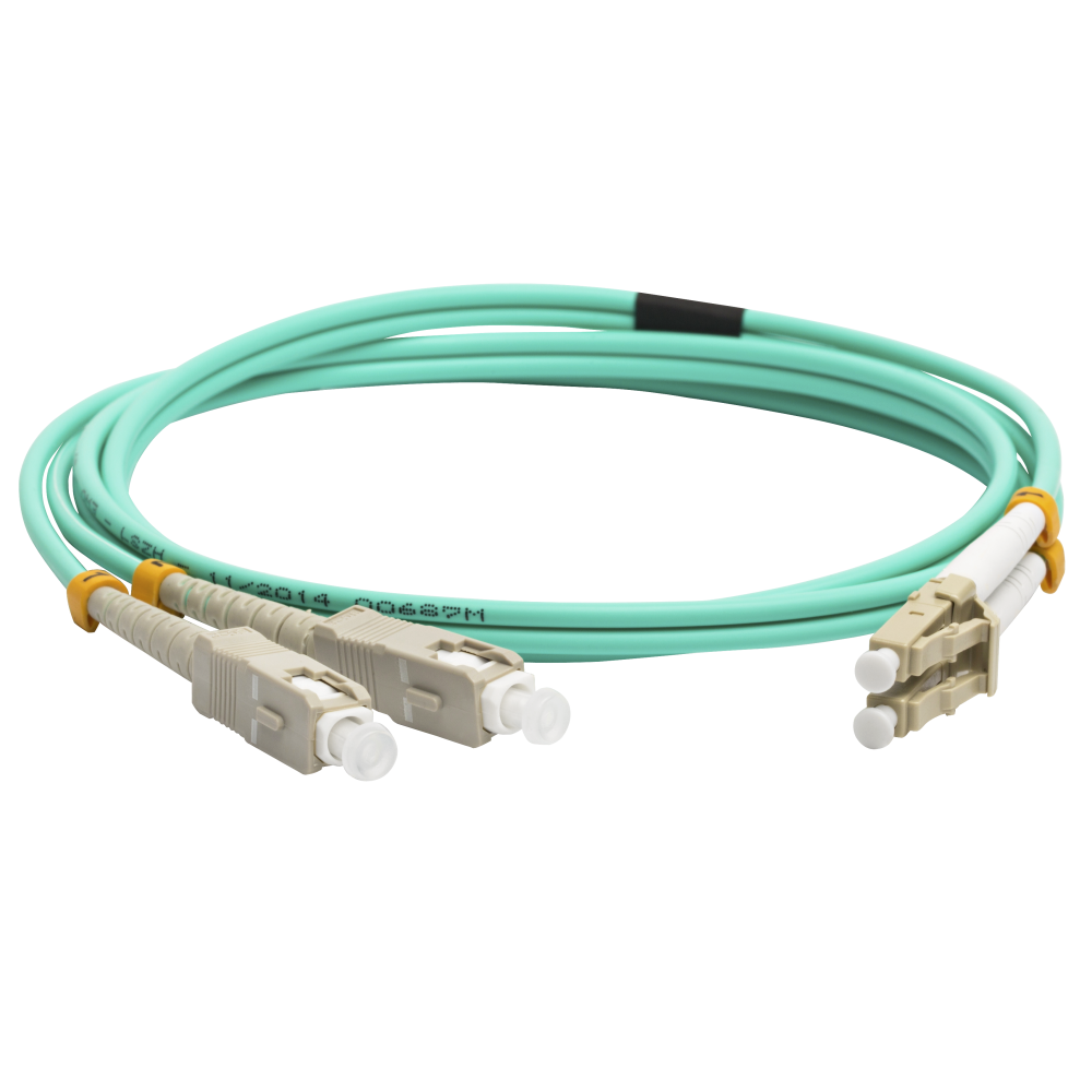 Патч-корд оптический LANMASTER, LC/PC-SC/PC, многомодовый, 50/125, OM3, двойной, 3 м, LSZH, бирюзовый (LAN-2LC-2SC/OM3-5.0)