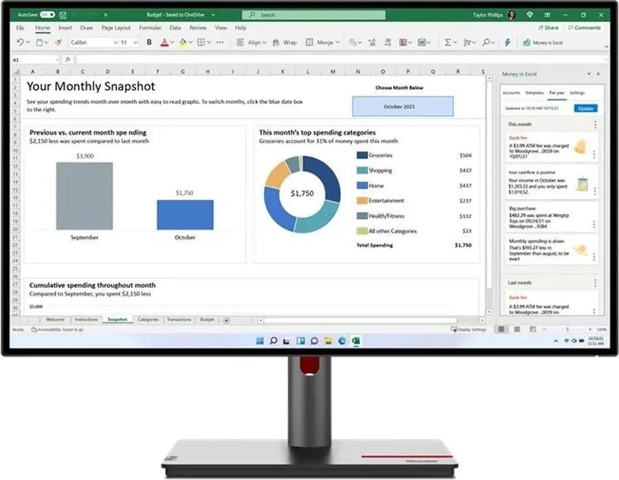 Монитор 27 Lenovo ThinkVision P27h-30 IPS, 2560x1440 (16:9), 350кд/м2, 6 мс, 178°/178°, HDMI, DisplayPort, USB Type-C, USB-Hub, черный (63A1GAT1UK)