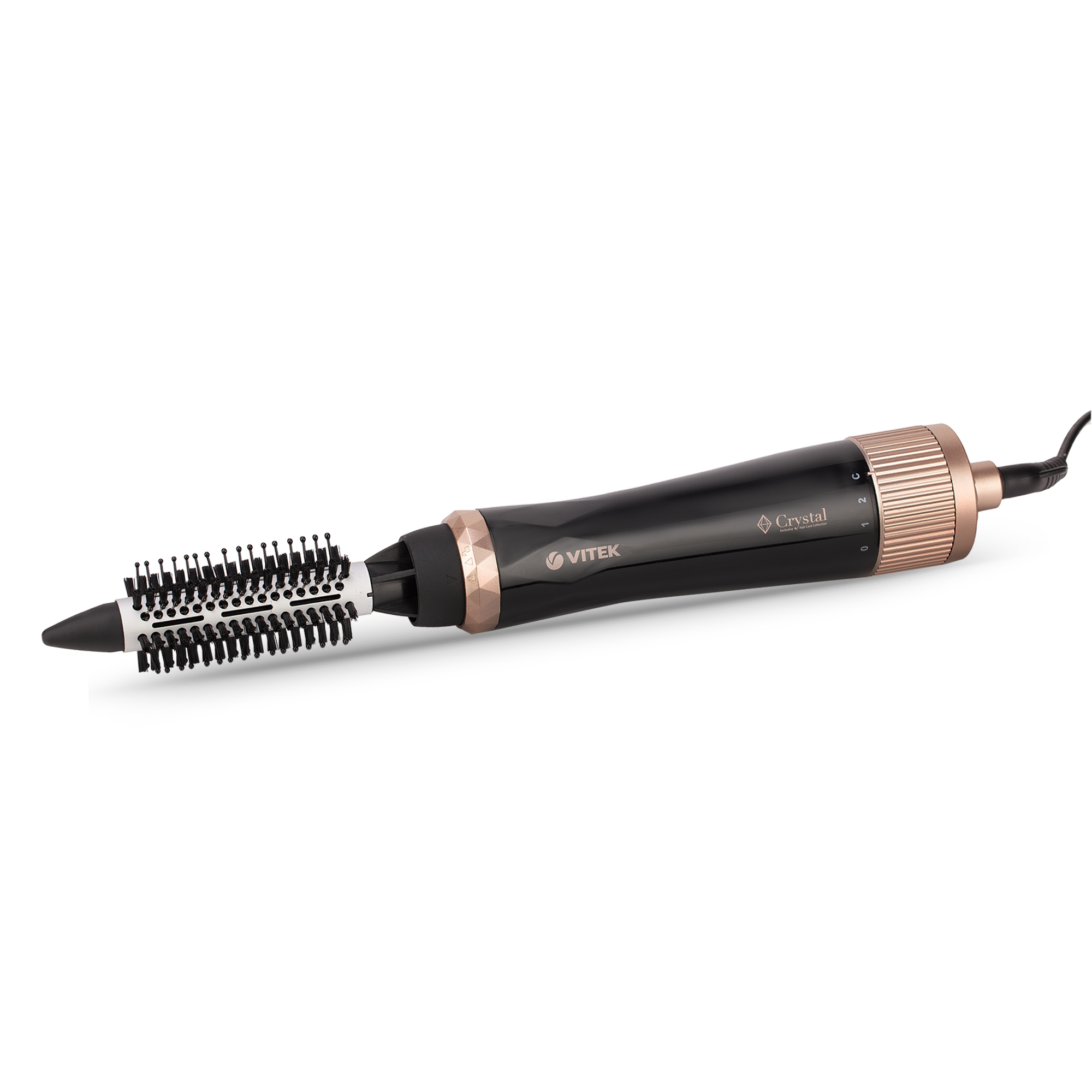 Фен-щетка Vitek VT-8243 1 кВт, режимов: 2, насадок: 2, черный/золотистый