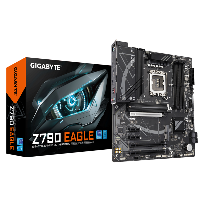 Материнская плата GIGABYTE Z790 EAGLE, Socket1700, Intel Z790, 4xDDR5 DIMM, 3PCI-Ex16, 4SATA3, 7.1-ch, 2.5GLAN, 7 USB 3.2, 2 USB Type-C, HDMI, DP, ATX, Retail