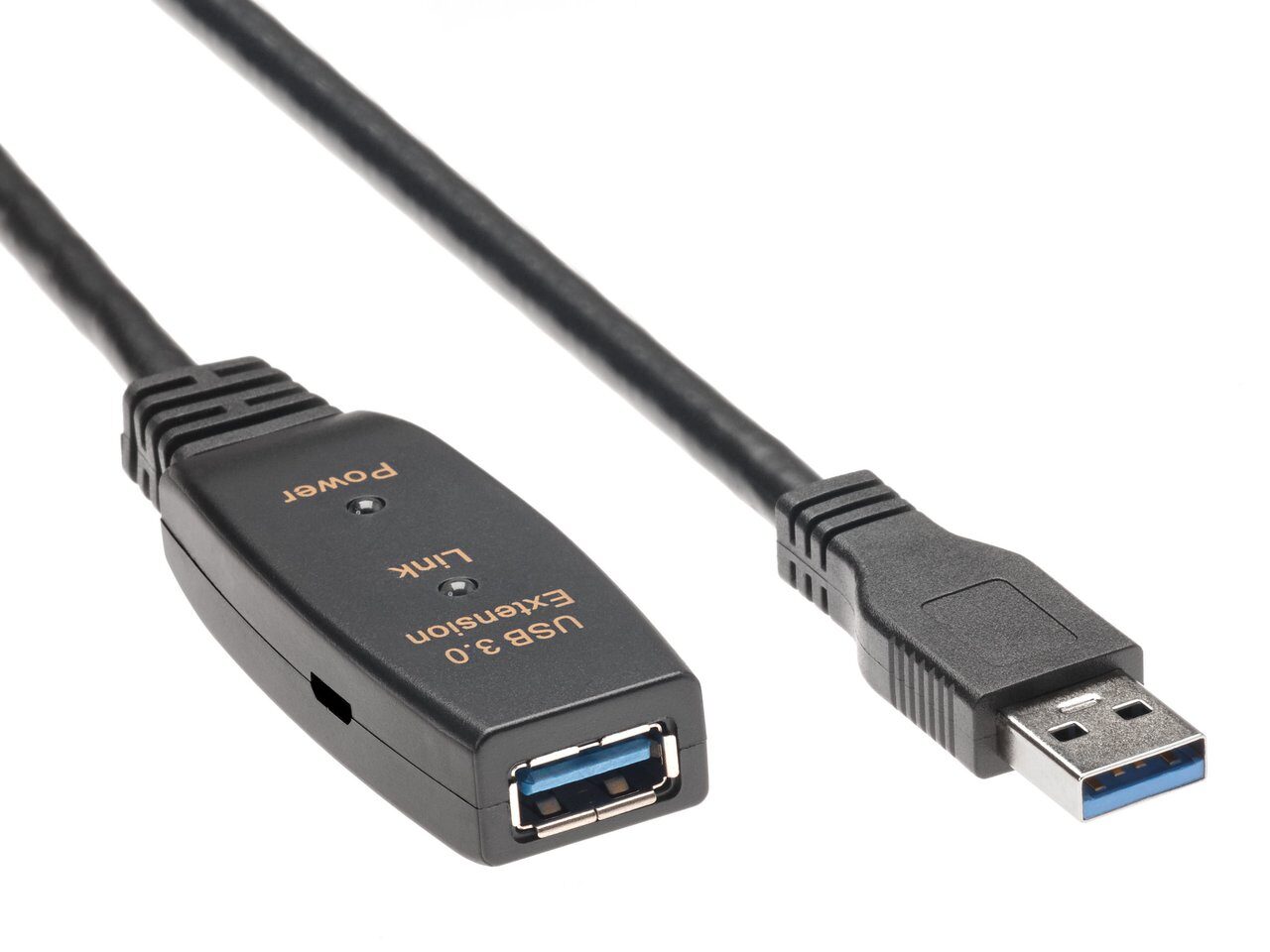 Кабель-удлинитель USB(Am)-USB(Af), ферритовый фильтр, 10 м, черный, AOpen (ACU827A-10M)