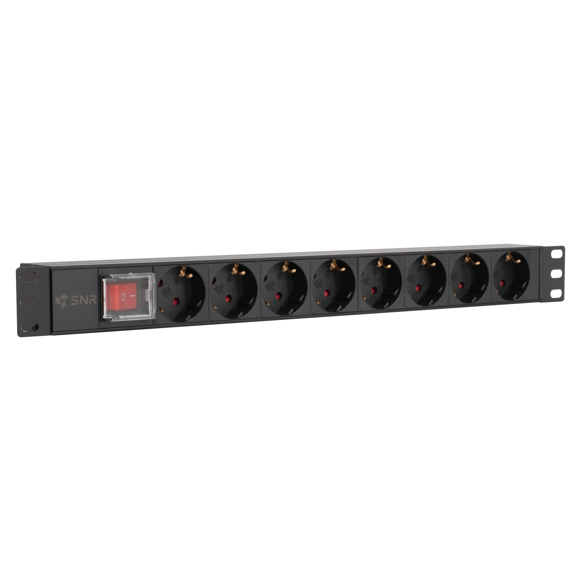Блок розеток (PDU) SNR SNR-PDU-8S-C20-0-MS16L1, 1U, кол-во розеток:8 (8xЕвро), 16А, черный (SNR-PDU-8S-C20-0-MS16L1)