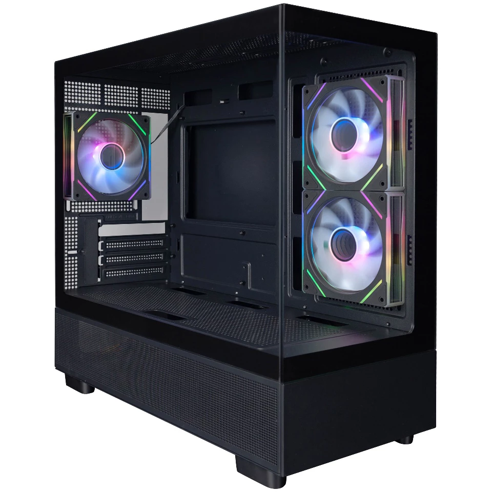 Корпус 1STPLAYER MIKU Mi5 ARGB, mATX, Midi-Tower, USB 3.0, черный, без БП (Mi5-BK-2FC7R-1FC7)