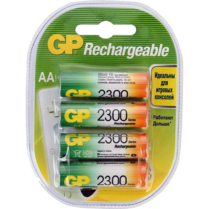 Аккумулятор GP Rechargeable 230AAHC-2DECRC4, AA, 1.2V 2.3 А·ч, 4 шт