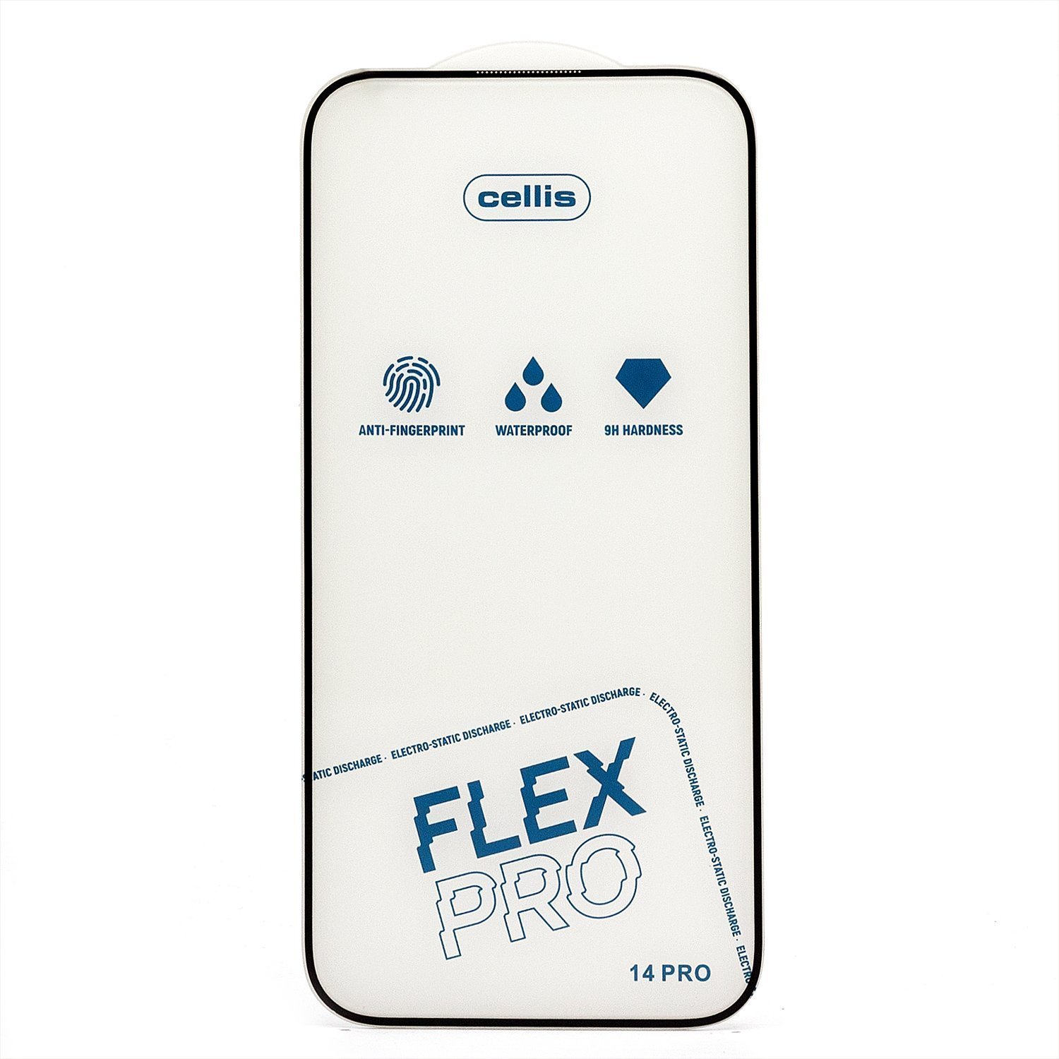 Защитное стекло Cellis Flex Pro для экрана смартфона Apple iPhone 14 Pro, FullScreen, поверхность глянцевая, черная рамка, 2.5D (236367)