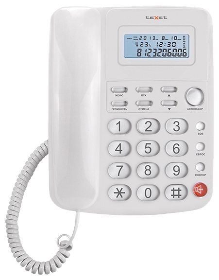 Проводные телефоны  E2E4 Проводной телефон teXet TX-250, белый