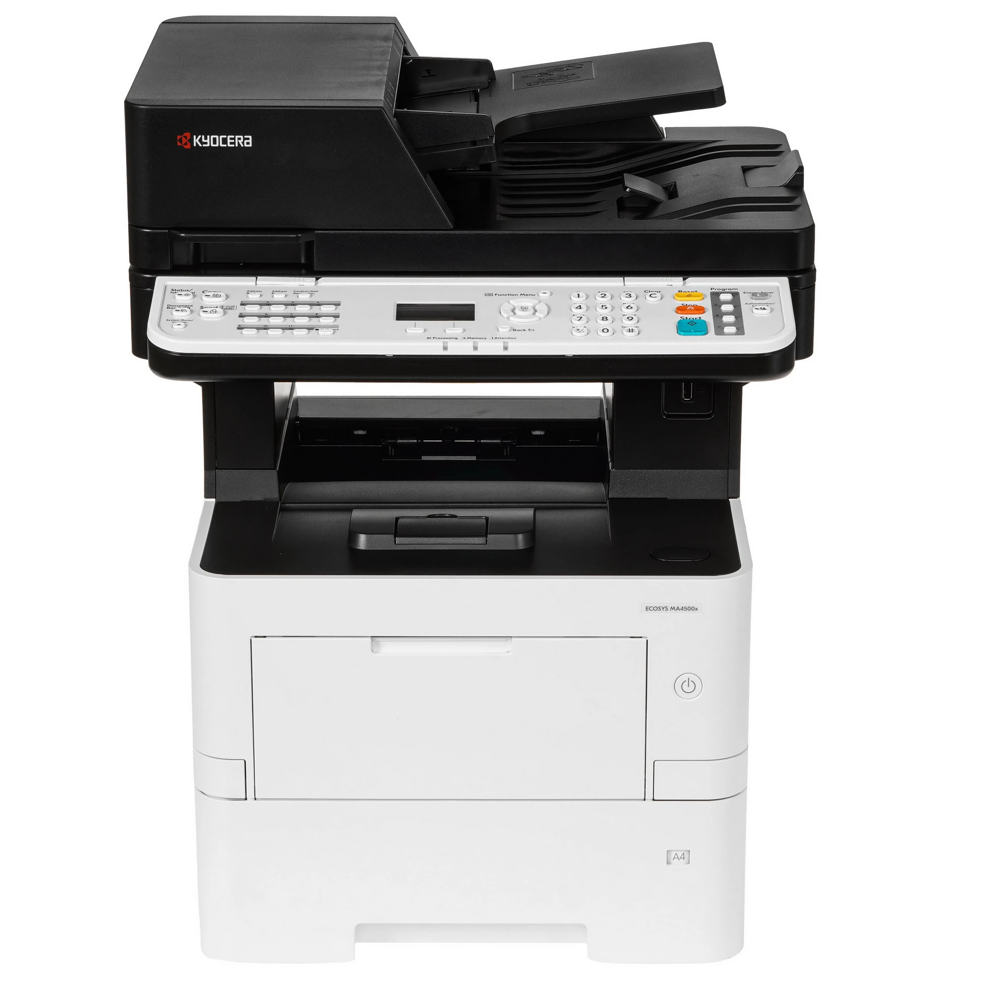 МФУ лазерный Kyocera Ecosys MA4500x, A4, ч/б, 45 стр/мин (A4 ч/б), 1200x1200 dpi, дуплекс, ДАПД-75 листов, сетевой, USB, белый/черный (110C133NL0)