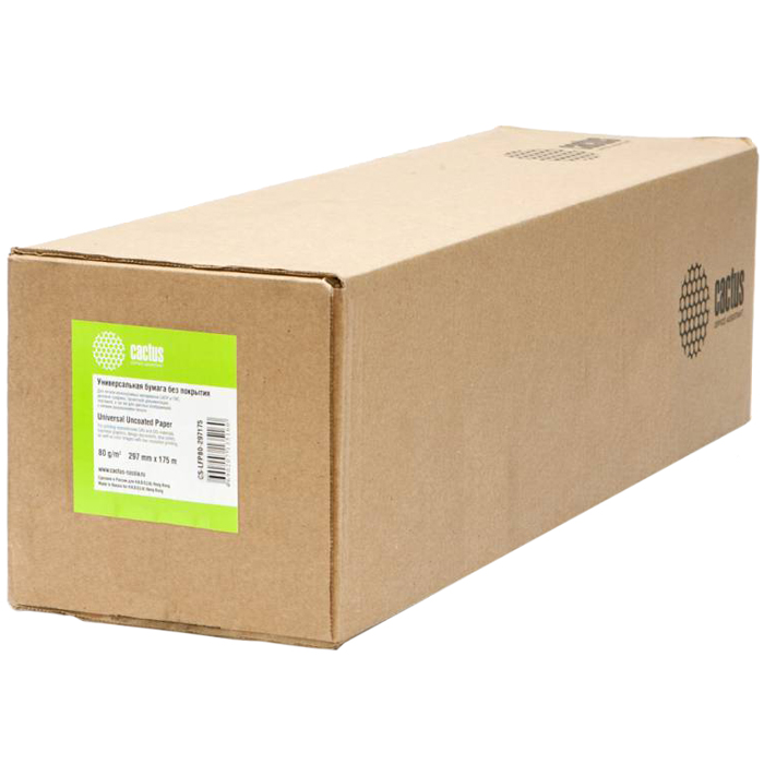 Бумага рулон 29.7 см x 175 м, 80 г/м², Cactus CS-LFP80-297175 (CS-LFP80-297175)