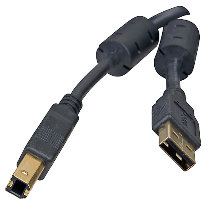 Кабель USB 2.0 Am-Bm 5bites, позолоченные контакты, 2-ферритовых кольца, 1.8м (UC5010-018A)