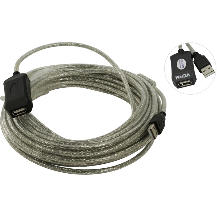 Кабель USB 2.0-repeater AM-AF VCOM, активный, 10m (VUS7049)