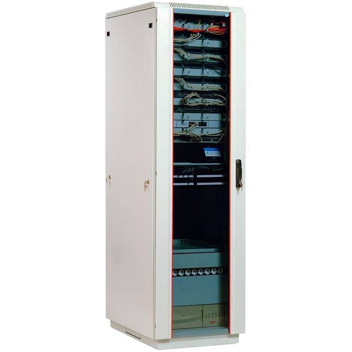 Шкаф телекоммуникационный напольный 42U 600x1000 мм, стекло, серый, разборный, ЦМО ШТК-М-42.6.10-1ААА (30144521100)