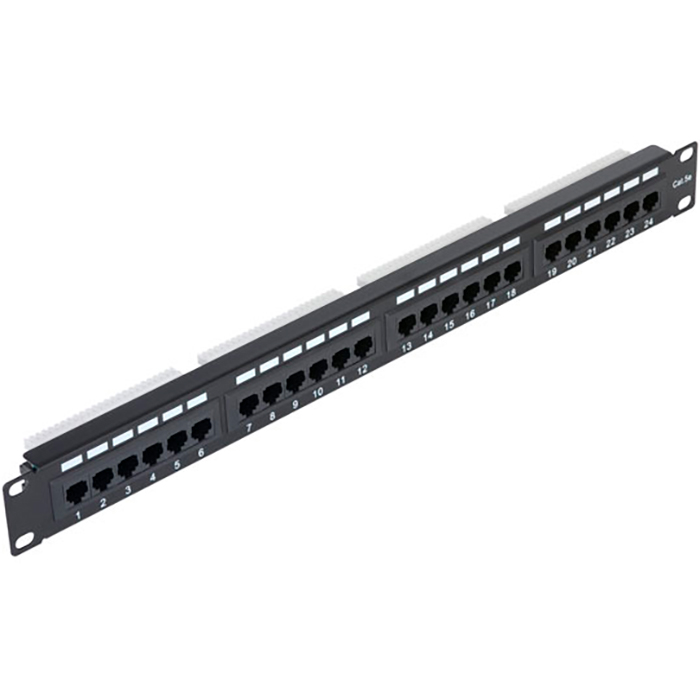 Патч-панель в шкаф 19 1U, порты: 24 x RJ-45 кат. 5e, черный, NETLAN (EC-URP-24-UD2)