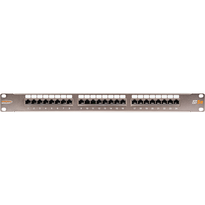 Патч-панель в шкаф 19 1U, порты: 24 x RJ-45 кат. 5e, экранированная, органайзер, металлик (никель), NMC-RP24SD2-1U-MT, NIKOMAX (NMC-RP24SD2-1U-MT)