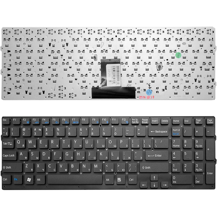 Клавиатура для ноутбука Sony Vaio VPC-EB Series Black Without Frame Черная без рамки (TOP-94549)