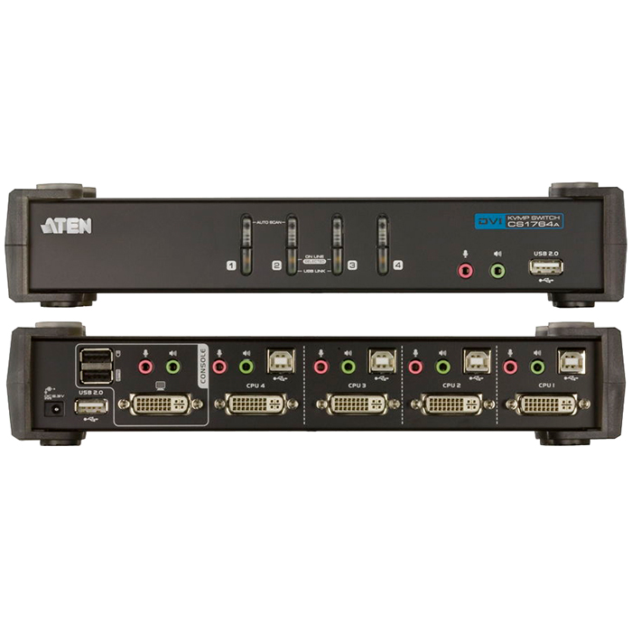 KVM-переключатель ATEN CS1764A, 4-порта USB 2.0 DVI (CS1764A-AT-G)