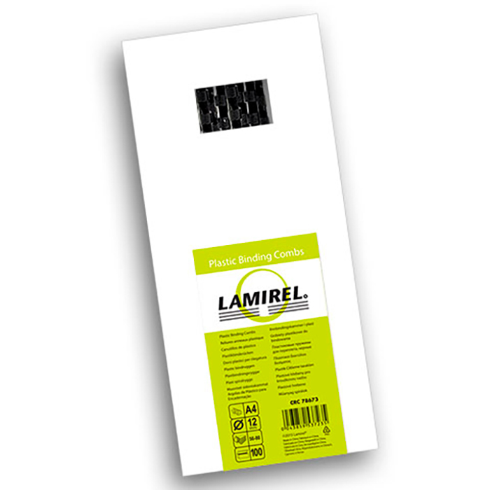 Пружины для переплета 12мм, 56-80 листов, пластик, 100шт., черные, Lamirel (CRC 78673)