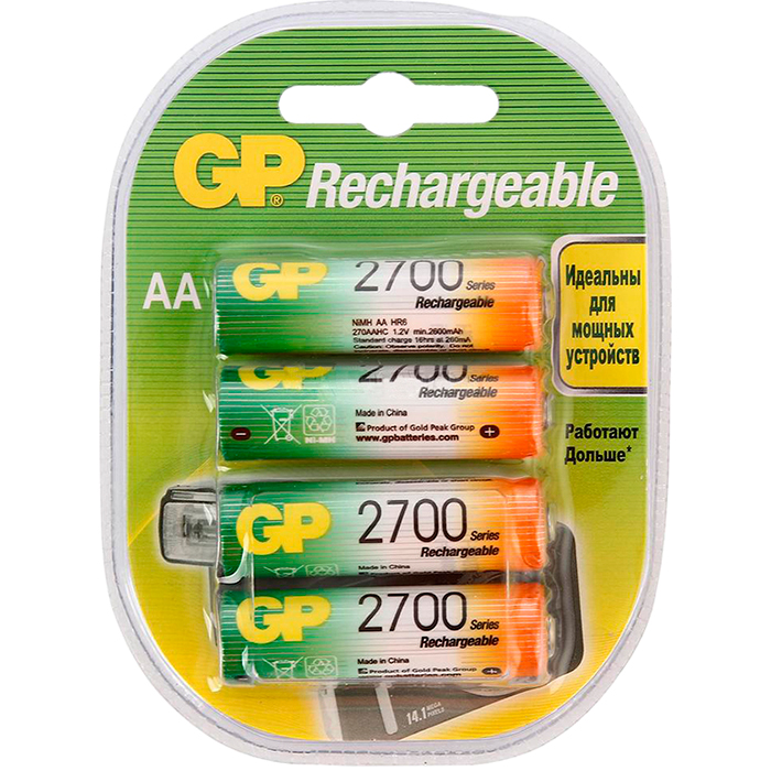 Аккумулятор GP Professional 270AAHC-2DECRC4, AA, 1.2V 2.7 А·ч, 4 шт