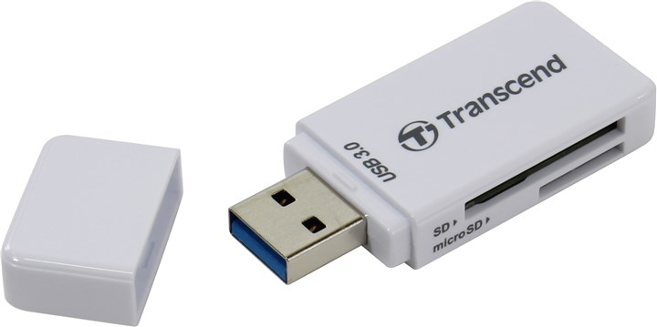 Считыватели карт памяти  E2E4 Картридер внешний Transcend RDF5, SD/microSD, USB 3.0, белый (TS-RDF5W)
