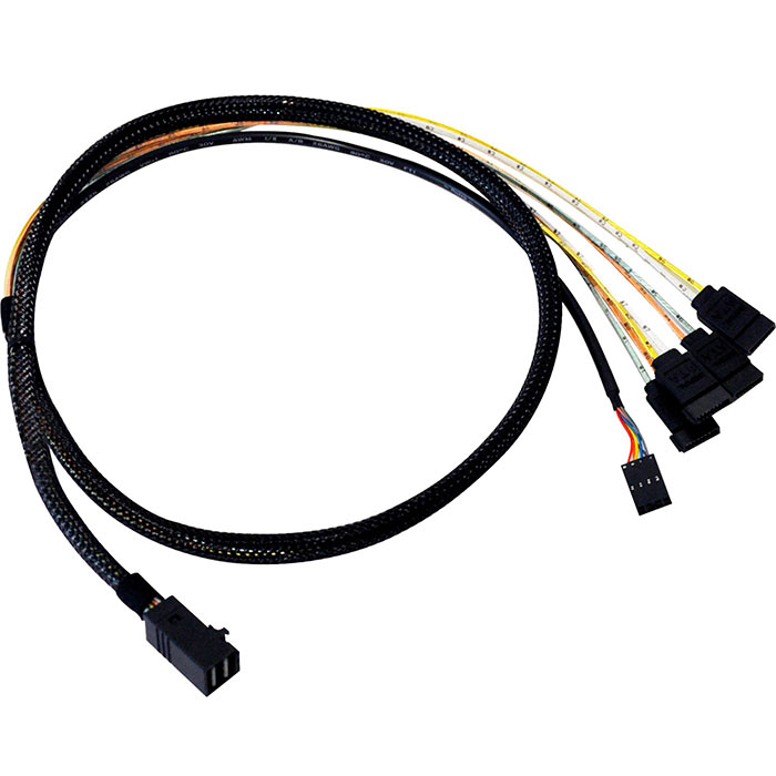 Серверные кабели, шлейфы  E2E4 Кабель ACD ACD-SFF8643-SATASB-10M, SFF-8643 (mini SAS HD) - 4xSATA+SB, 1 м, черный (6705050-100)