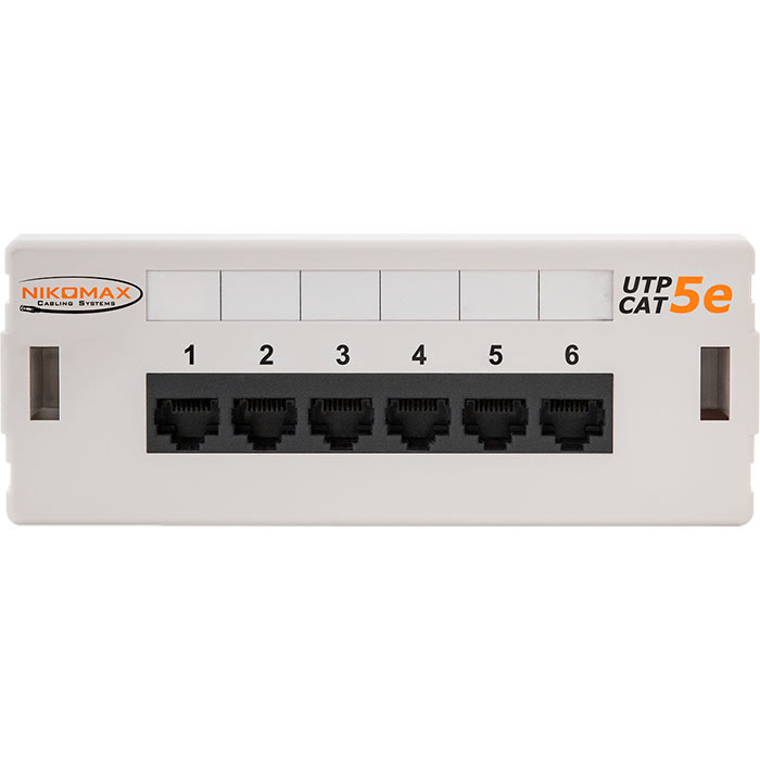 Патч-панель настенная, порты: 6 x RJ-45 кат. 5e, серый, NMC-WP06UD2-GY, NIKOMAX (NMC-WP06UD2-GY)