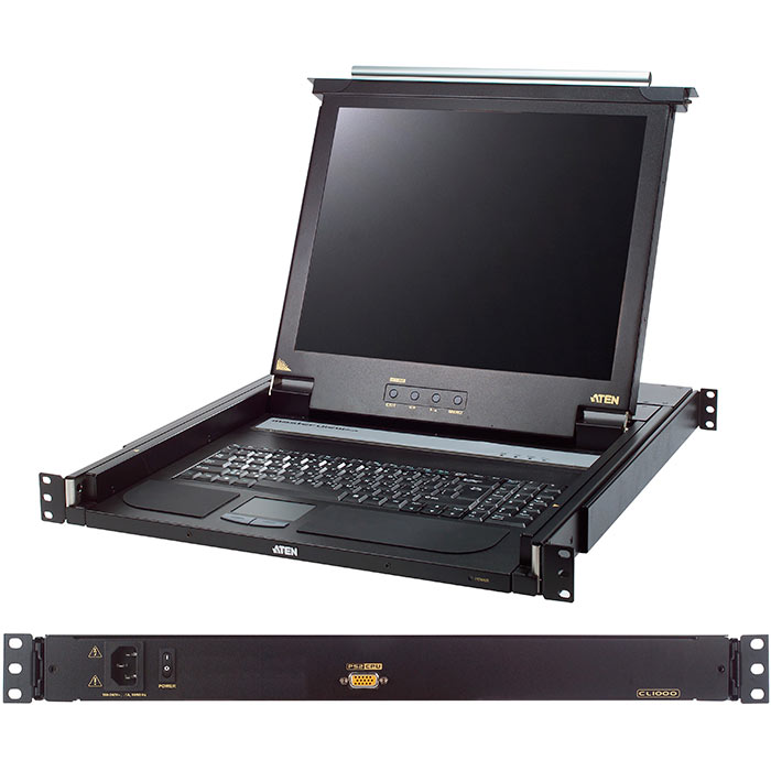 Консоль KVM (КВМ) ATEN CL1000M, VGA до 1920x1200, LCD 17 1280x1024, клавиатура USB+PS/2, мышь USB+PS/2 (CL1000M-ATA-RG)