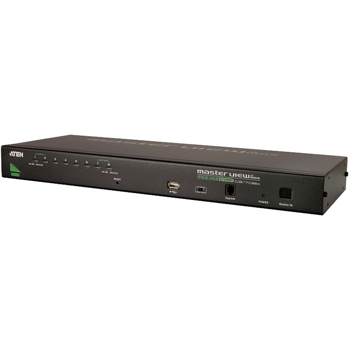 Коммутатор KVM (КВМ) ATEN CS1708i, 8-ПК, VGA до 2048x1536, клавиатура USB+PS/2, мышь USB+PS/2 (CS1708I-AT-G)