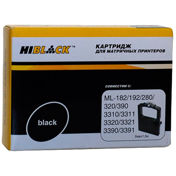 Картридж Hi-Black HB-OKI-182 для OKI Microline 182/ 320/ 192/ 193/ 321/ 390/ 3310/ 3311/ 3320 (1.6m, б/шва), черный