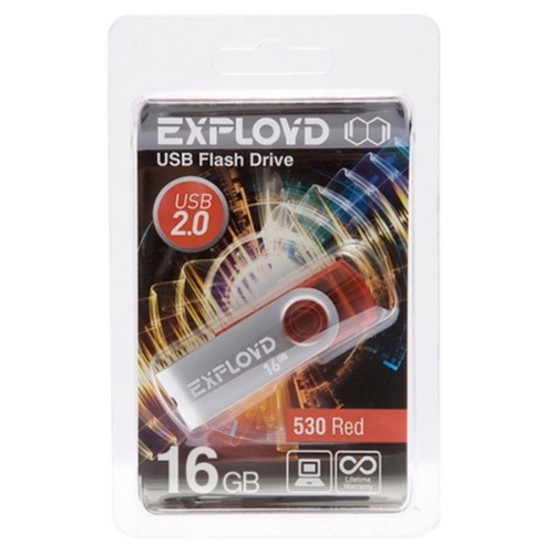 Флешка 16Gb USB 2.0 EXPLOYD 530, красный (EX016GB530-R)