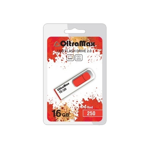 Флешка 16Gb USB 2.0 OltraMax 250, белый/красный (OM-16GB-250-Red)