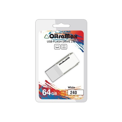 Флешка 64Gb USB 2.0 OltraMax 240 64GB, белый (OM-64GB-240-White)