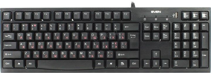 Клавиатура проводная Sven Standard 304 Black USB, мембранная, USB, черный