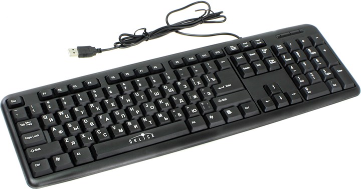 Клавиатура проводная Oklick 180M Black USB, мембранная, USB, черный (943626)