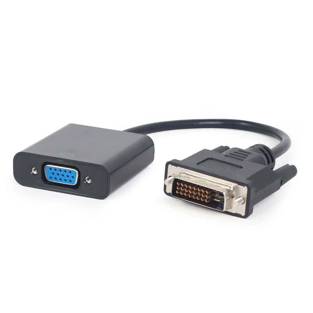 Переходник (адаптер) DVI-D(25M)-VGA(15F), 20 см, черный Cablexpert