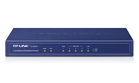 Маршрутизатор TP-LINK TL-R470T+ Router, 5 портов, конфигурация от 1до 4 WAN, 100 Мбит/с, Advanced firewall, VLAN, баланс нагрузки
