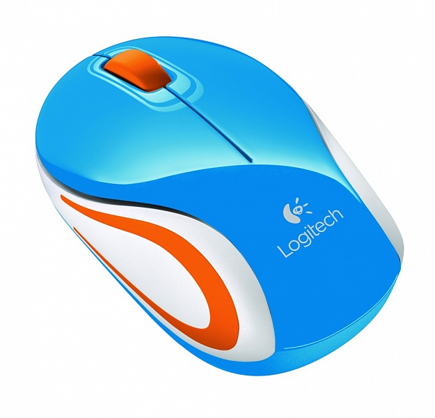 Мышь беспроводная Logitech Wireless Mini Mouse M187 Blue-Orange USB, 1000dpi, оптическая светодиодная, USB, оранжевый